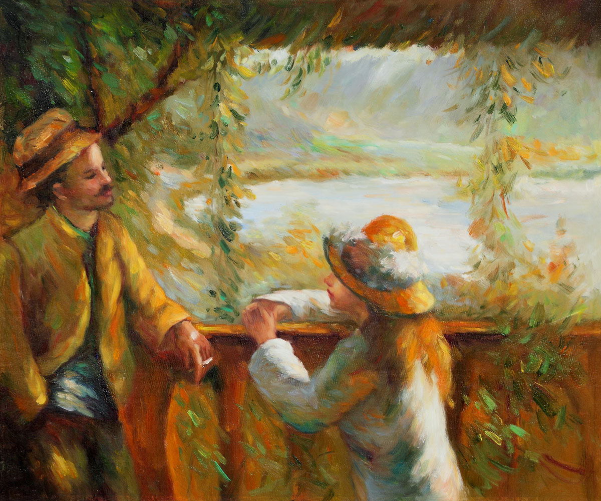 Near the Lake II - Pierre-Auguste Renoir painting on canvas